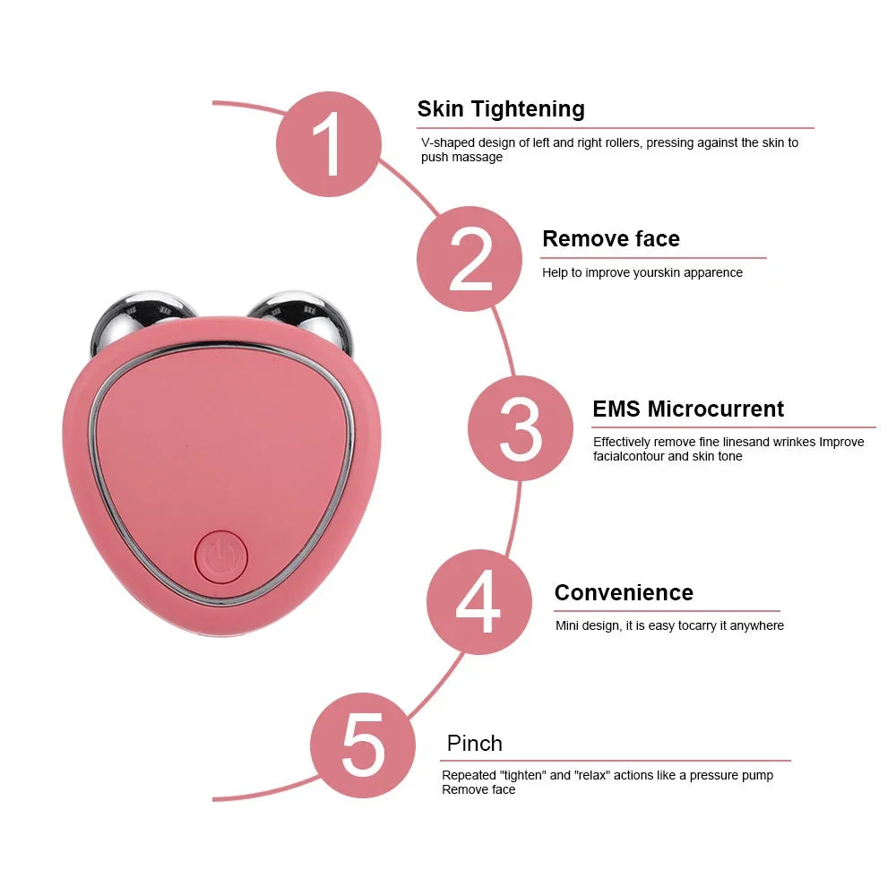 Facial Electric Face Lifting Roller Massager Microcurrent EMS Face Skin Tightening Rejuvenation Face Massage Skin Beauty Care